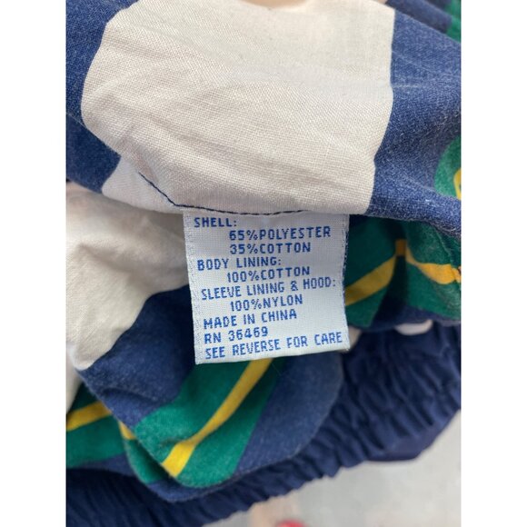 90s Oceanside Windbreaker Jacket Nautical Blue Striped Lining Hooded - Picture 5 of 13